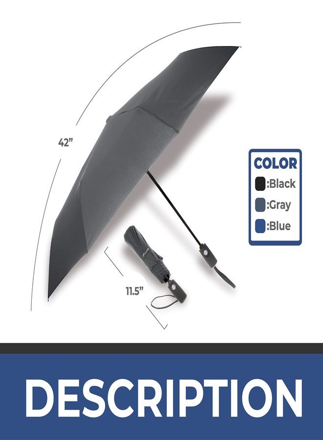 Fenzer Windproof"TEFLON" Coated Travel Umbrella - Auto Open/Close - Travel Stylish Lightweight Design for Women/Men (Dark Grey) - Image 2